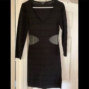 Black Bebe sheer side panel dress M